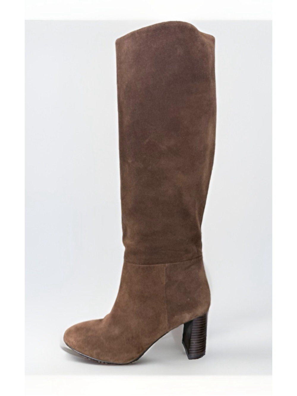 Ann Taylor Women's Suede Knee-High Heeled Boots Chestnut Brown 8.5M Boho Chic
